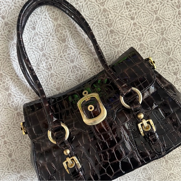 Stuart Weitzman Patent Leather Purse in Tea Orinoco Croco - Picture 5 of 11